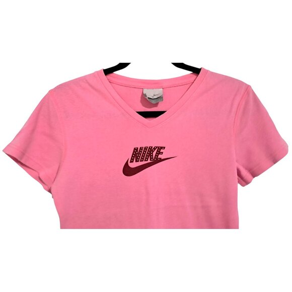 Vintage Y2K Nike Rhinestone Baby Tee Pink V-Neck Size M - Picture 6 of 9